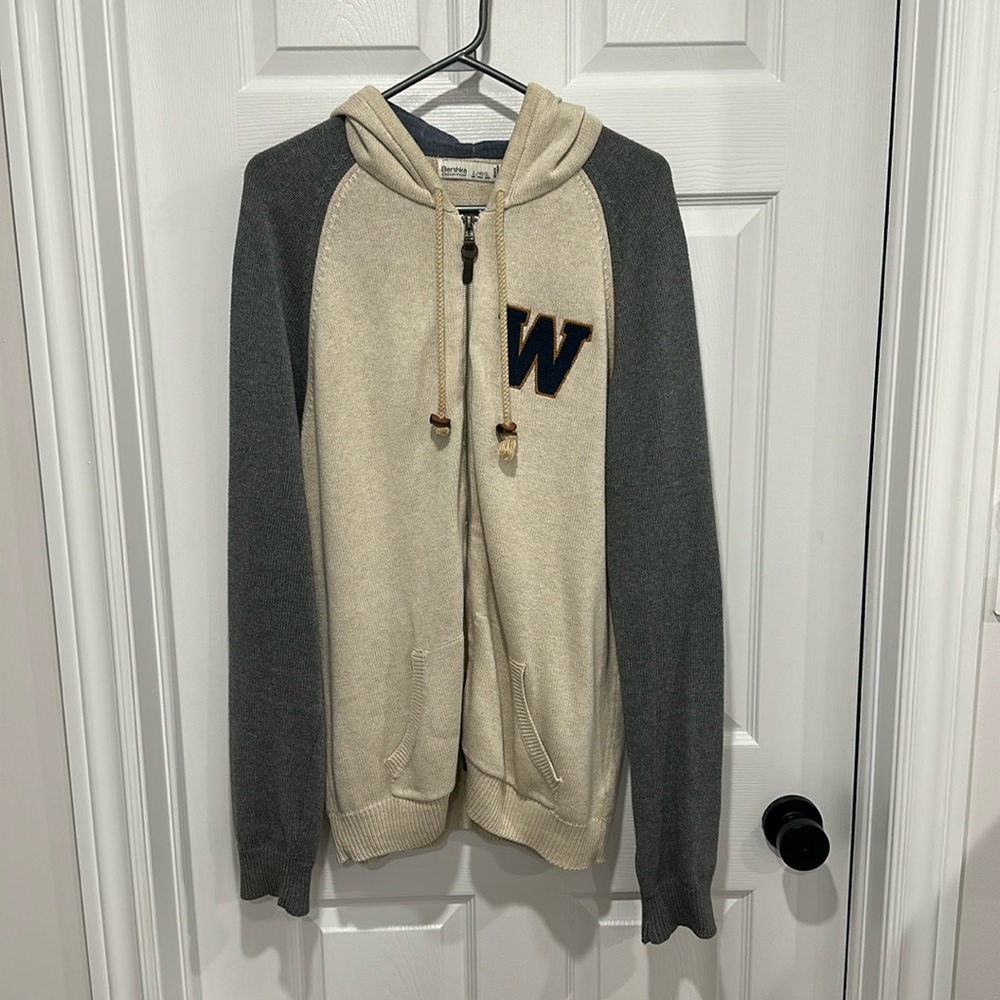Bershka Collection Beige and Gray Hoodie - Large